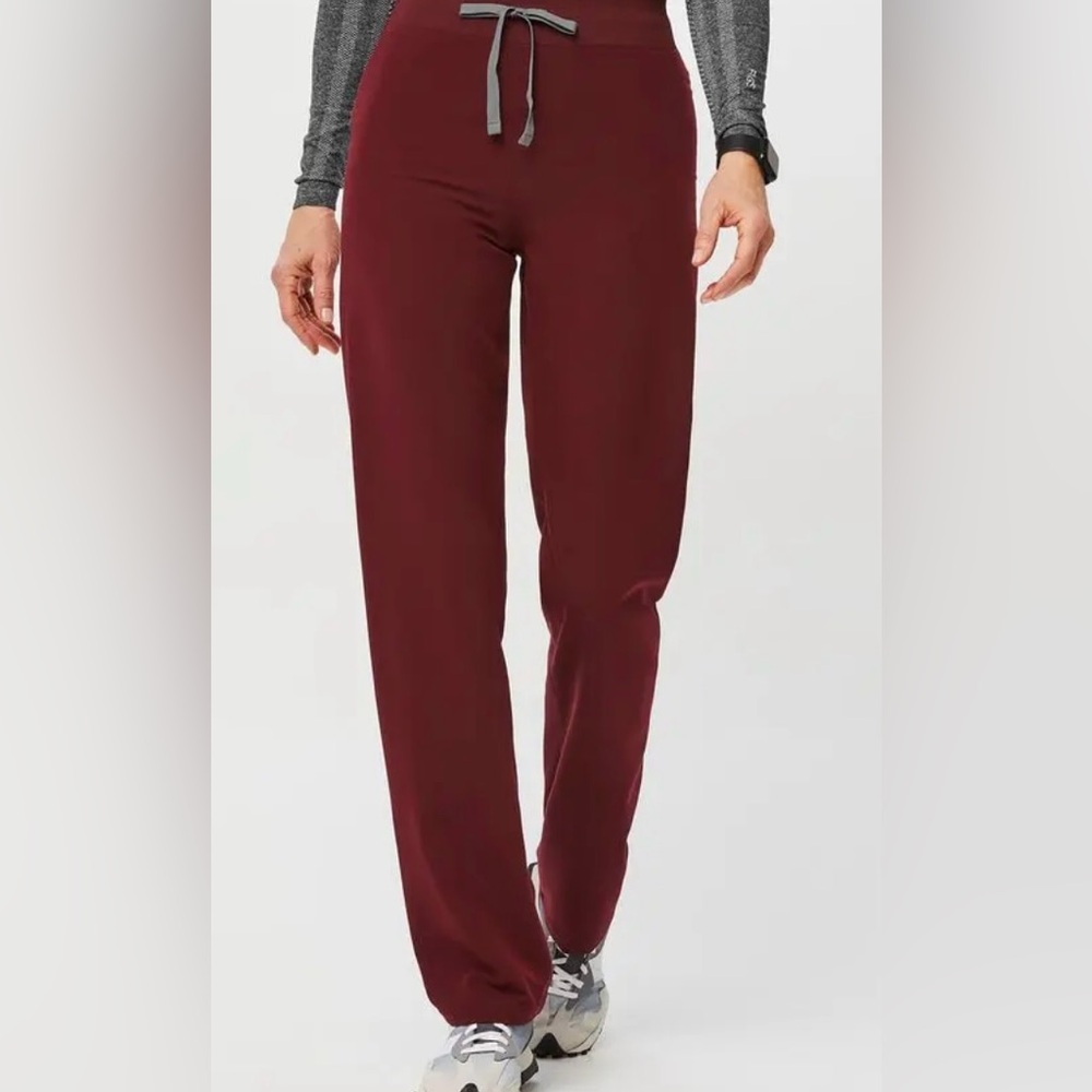 Figs High Waisted Livingston Pants in Burgundy